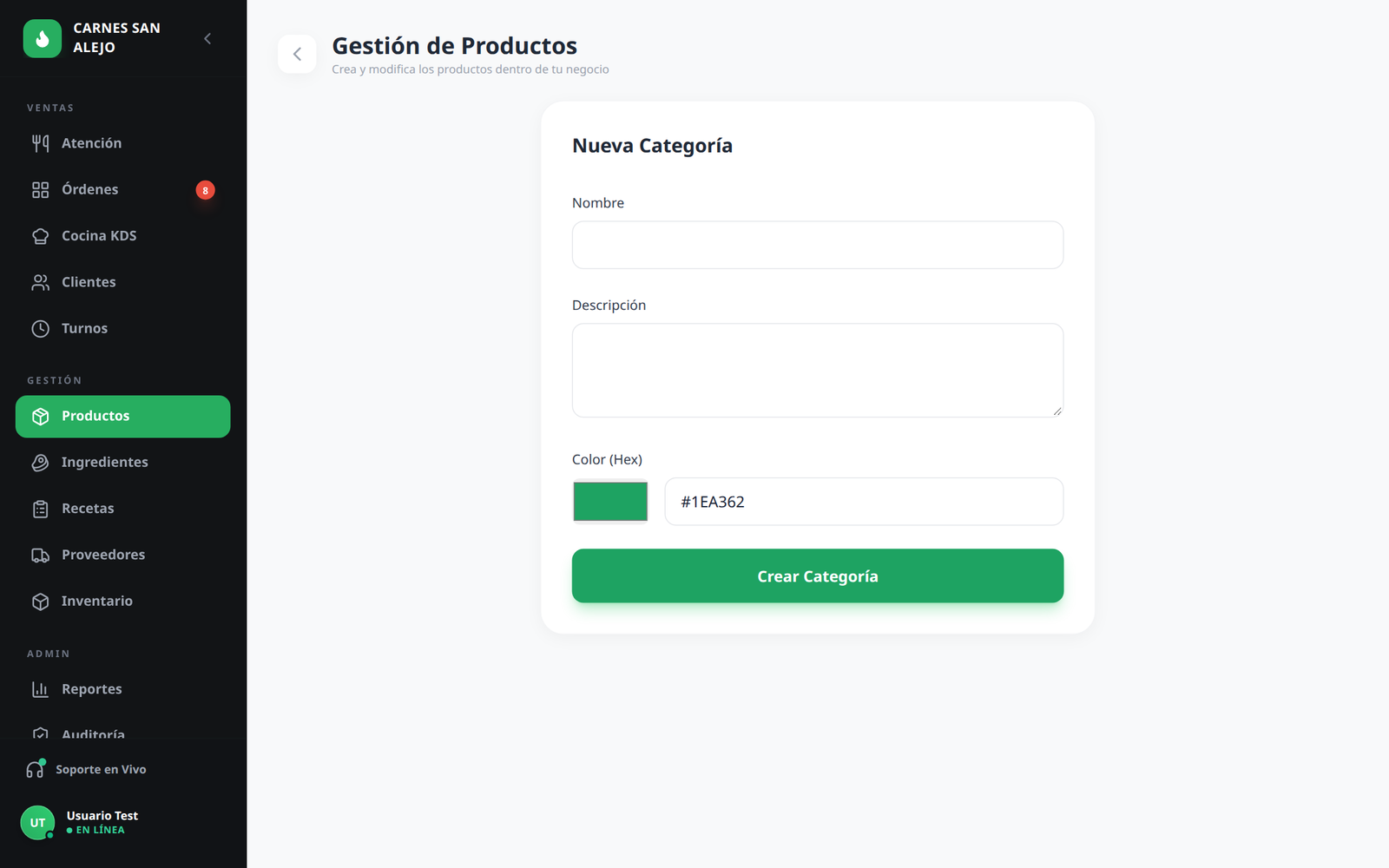 Estructura de categorías en el catálogo de Vivantiz