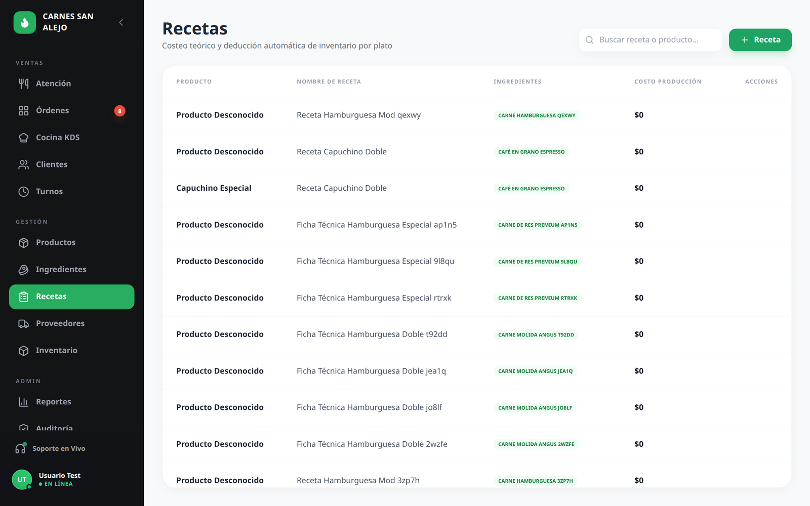 Fichas técnicas de recetas y escandallos en Vivantiz